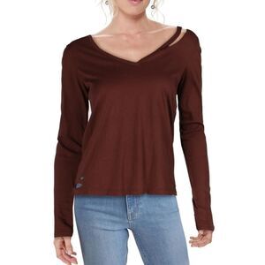 n:PHILANTHROPY womens vneck slashed tshirt